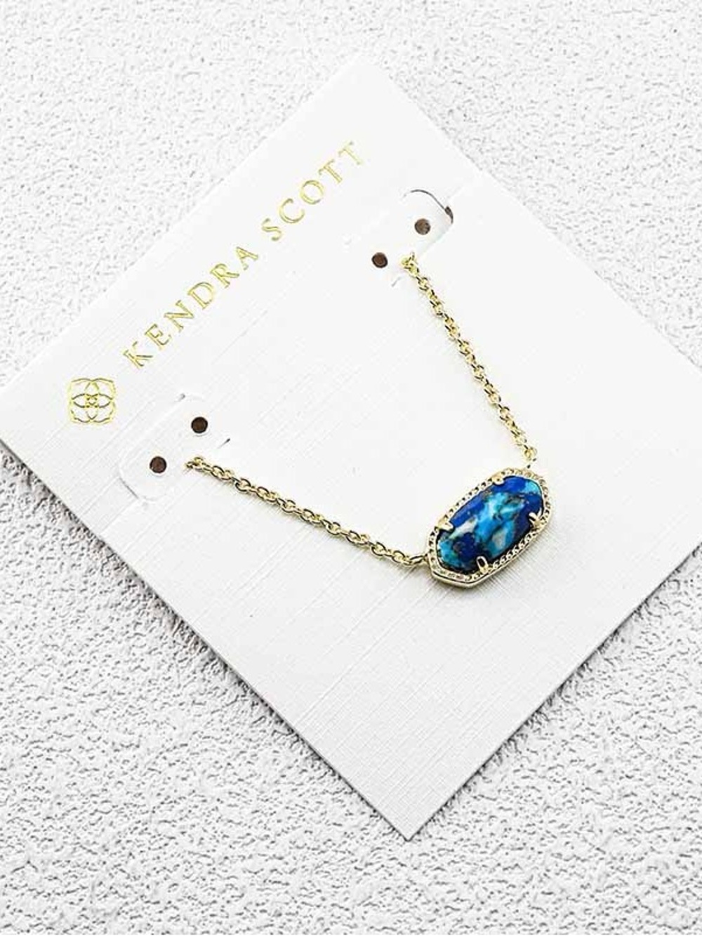 Kendra Scott Gold Necklace with Blue Marbled Stone
